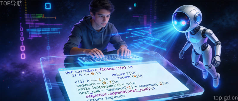 Vibe Coding人工智能编程革命，展示AI辅助代码生成的未来科技场景，41%代码由AI生成