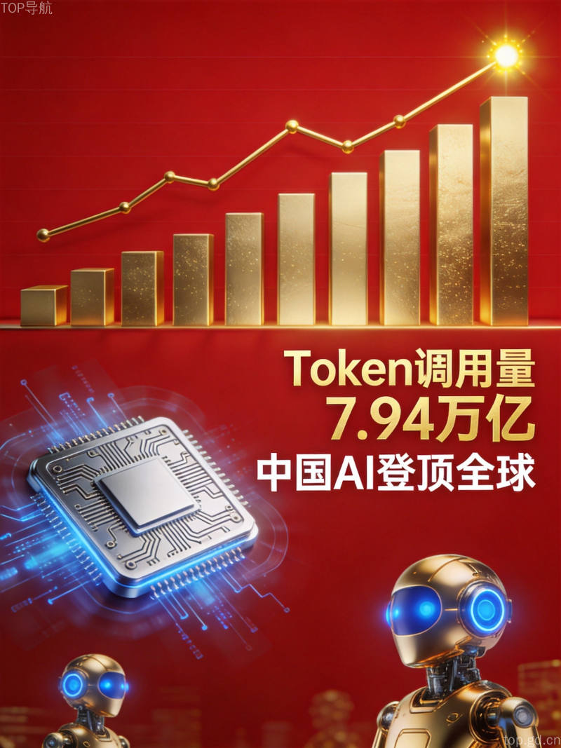 中国人工智能登顶全球，数据可视化展示Token调用量7.94万亿的历史性突破