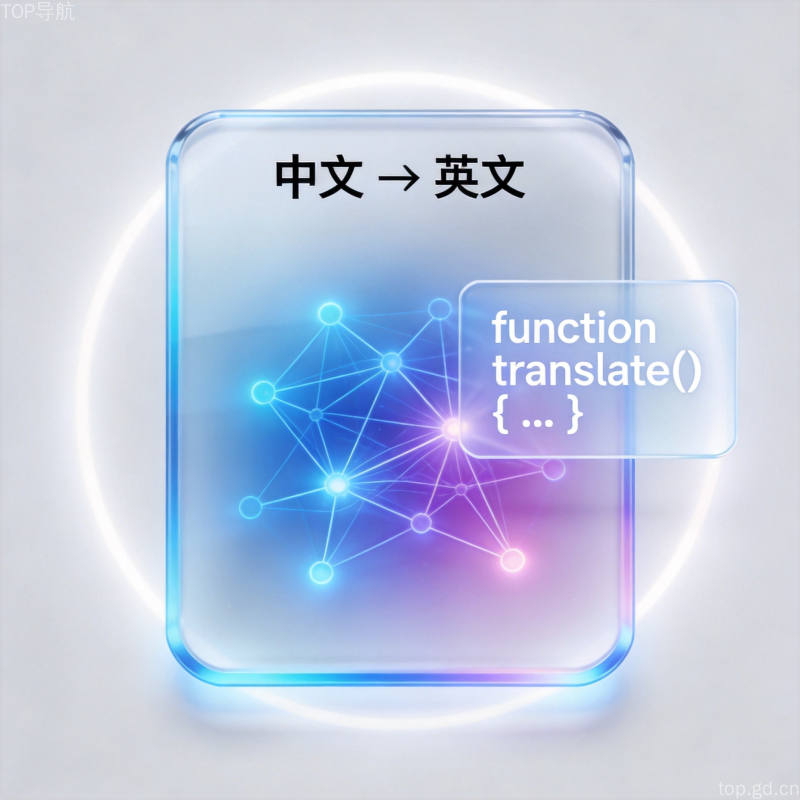 AI翻译界面与神经网络结合的玻璃拟态设计图，展示语言识别与处理的科技感