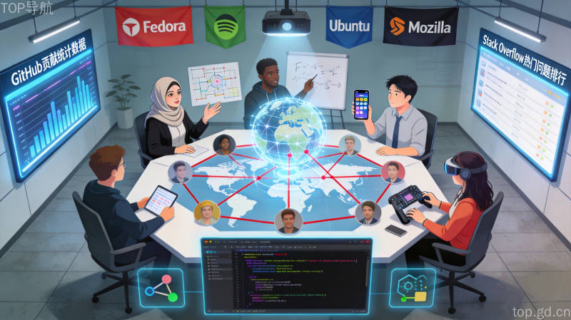 GitHub开源社区贡献图，展示全球AI开发者活跃度