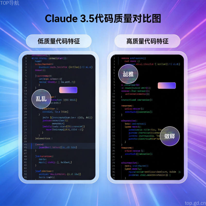 Claude 3.5代码质量对比图示，专业严谨氛围