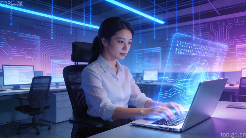 AI工作流场景：白领与智能助手协同处理任务的未来办公画面