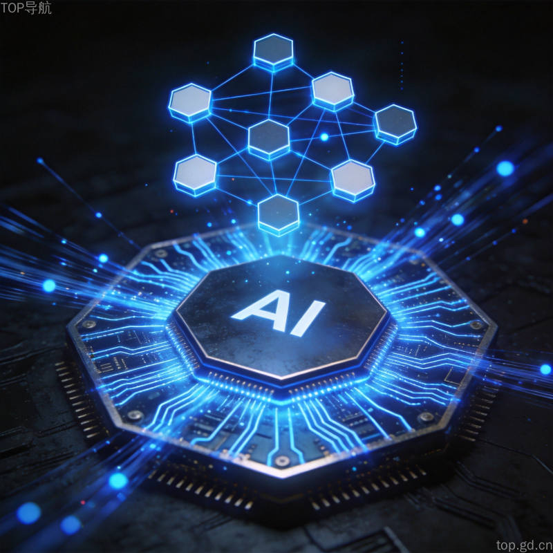 AI芯片与神经网络抽象图，MoE混合专家架构数据流动粒子效果