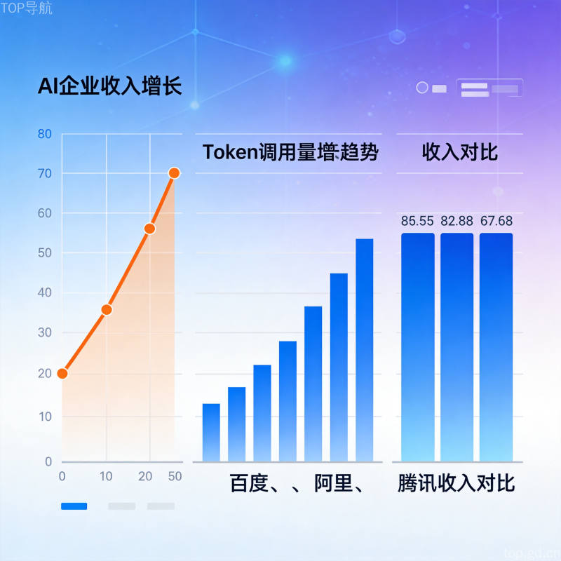 大模型商业化价值验证期概念图,展示AI企业收入增长曲线与Token调用量趋势