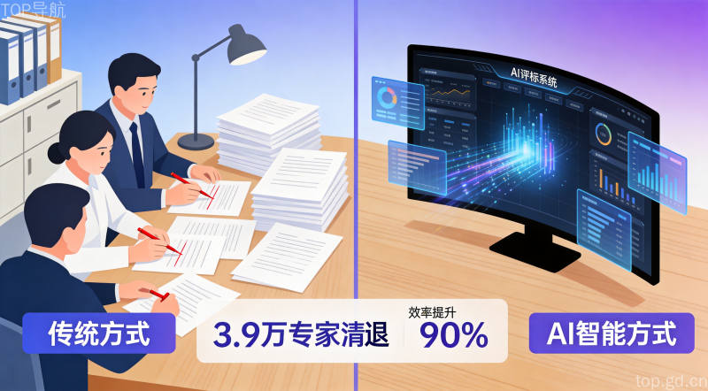 传统人工评标与AI智能评标对比，呈现效率与准确率的显著提升