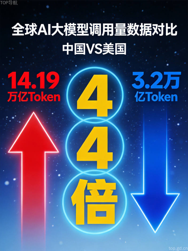 OpenRouter平台中美AI大模型调用量对比,中国14.19万亿Token远超美国3.2万亿,差距4.4倍