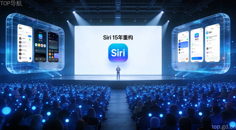 Siri语音助手界面重构概念图，展示全新AI交互体验