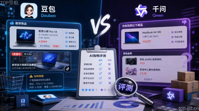 AI购物场景中豆包与千问的评测对比图