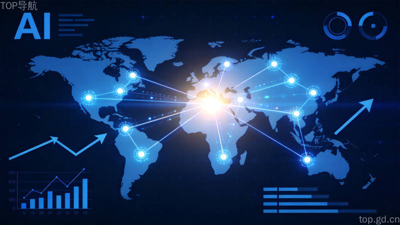 2026年全球AI竞赛格局图各国科技节点数据光线连接中国光芒最亮