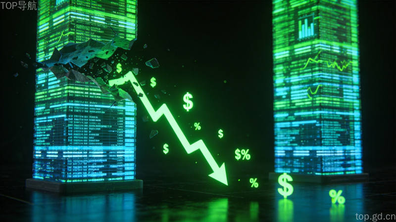 抽象商业科技可视化展示大模型API调用成本大幅下降的数据对比柱状图