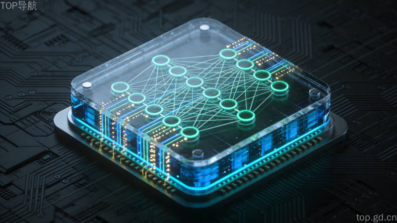 AI模型架构蚀刻在芯片硅基底上的概念图