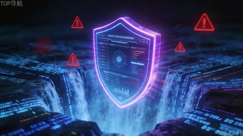 微软网络安全专用AI模型MAI-Cyber-1-Flash在数字盾牌上展示实时漏洞检测界面