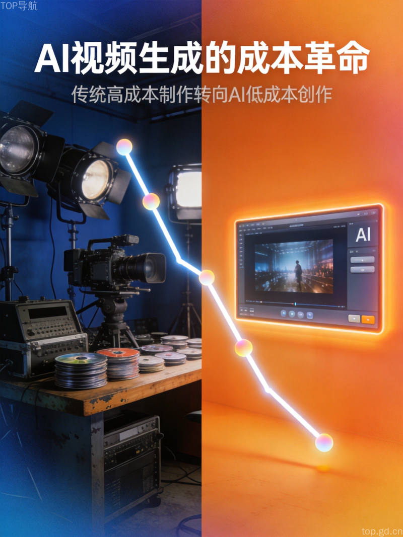 AI视频生成成本对比:传统制作与AI生成价格差异趋势图