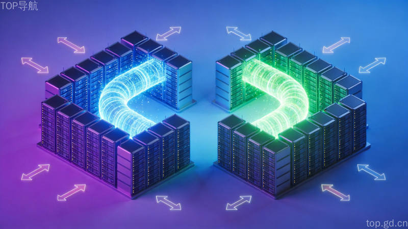 OpenAI与英伟达数据中心算力对比场景，蓝绿能量曲线上升示意推理吞吐与能效竞争