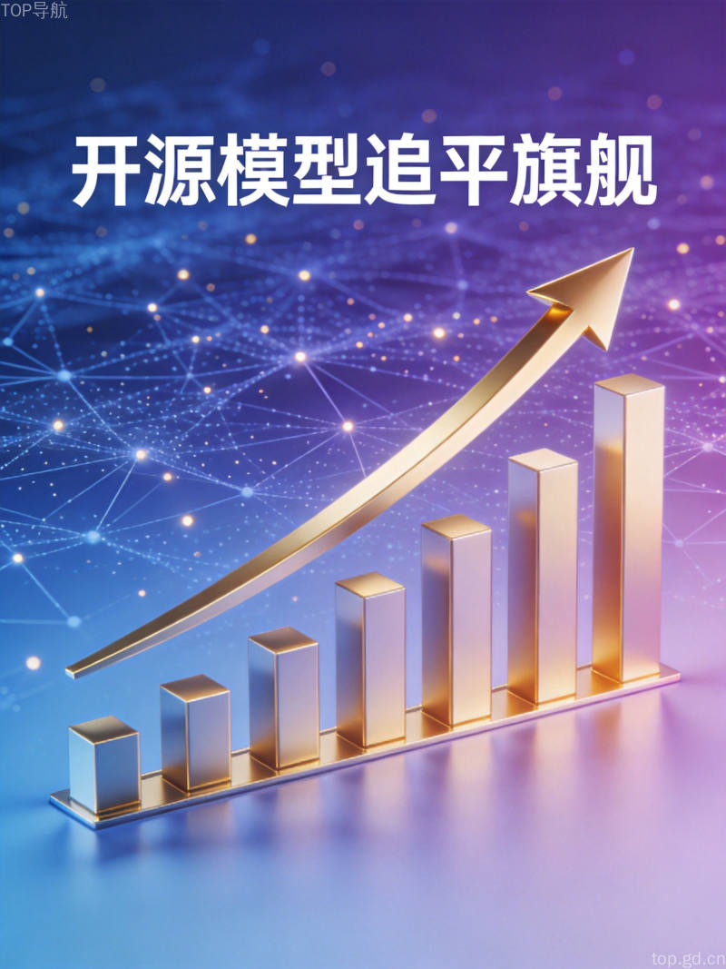 GLM-5.3模型能力排名信息图，上升趋势箭头与神经网络光点背景