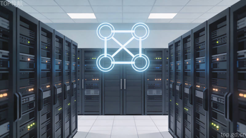 OpenAI离线世界训练场景，封闭数据中心服务器机架指示灯闪烁，空中悬浮断网符号，灰蓝商务色调，体现前沿模型隔离